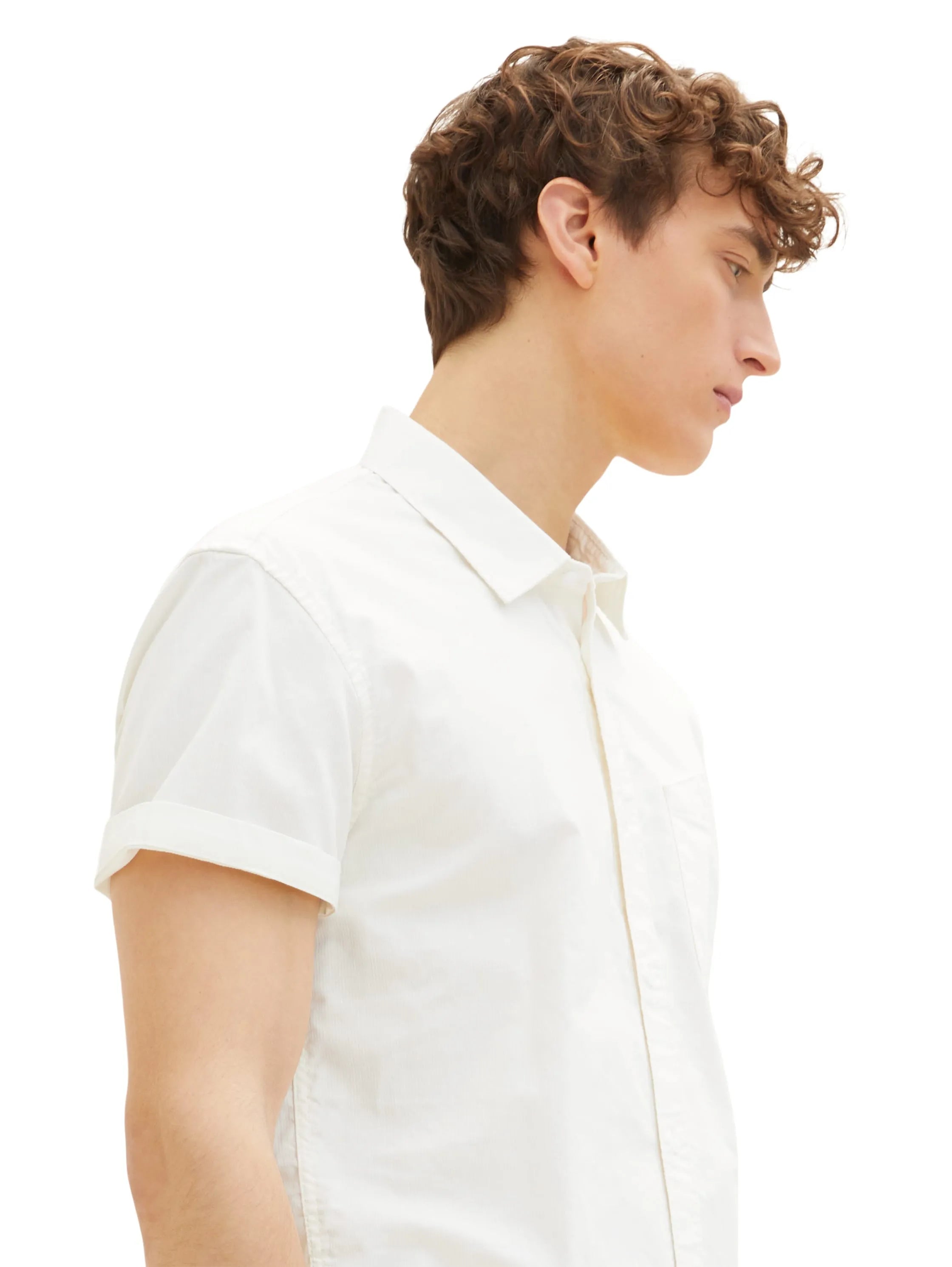 Denim Tom Tailor Wool White Men Short-Sleeved Shirt with a Chest Pocket SKU: 1034912_12906 Image 05