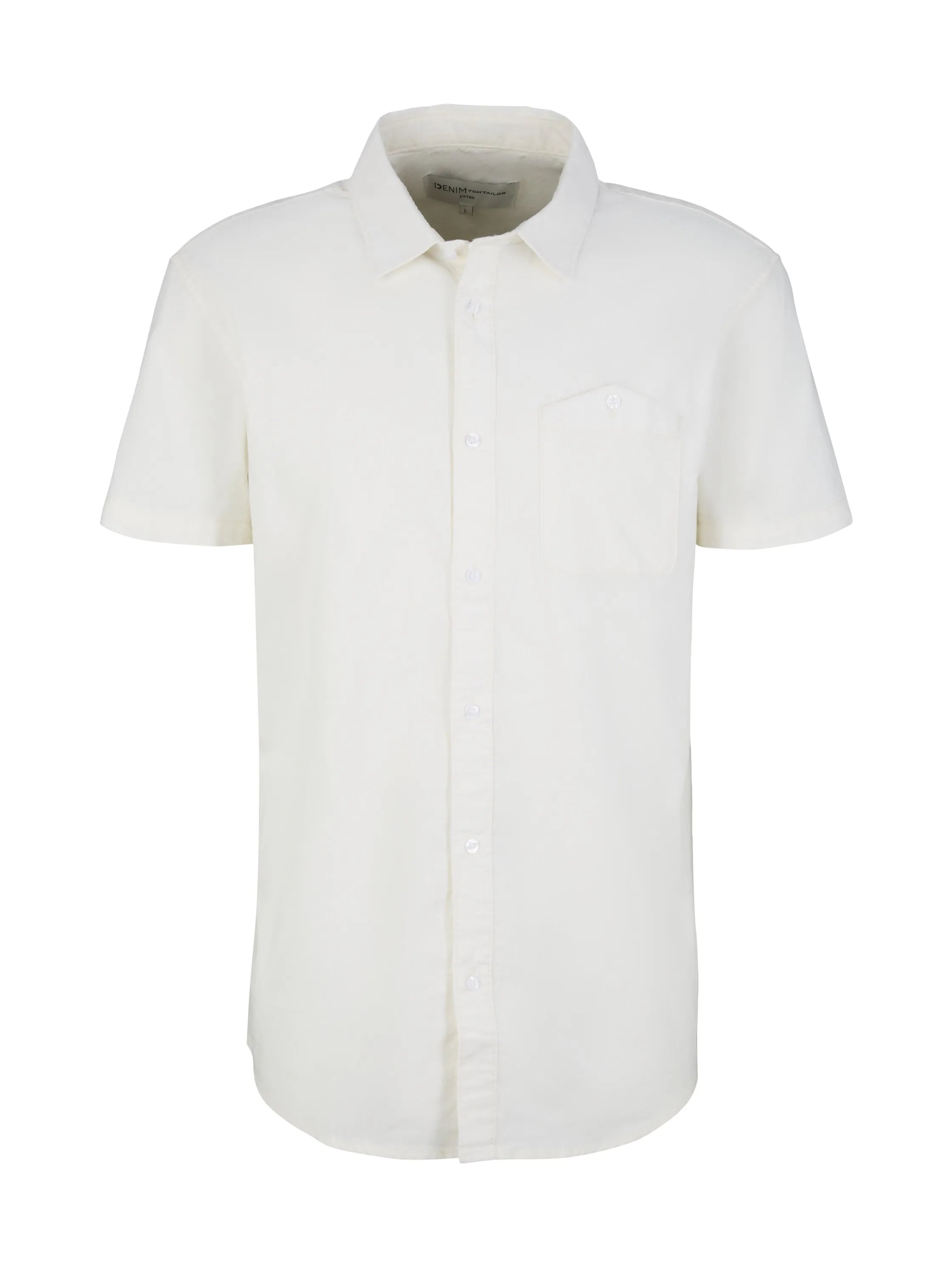 Denim Tom Tailor Wool White Men Short-Sleeved Shirt with a Chest Pocket SKU: 1034912_12906 Image 07