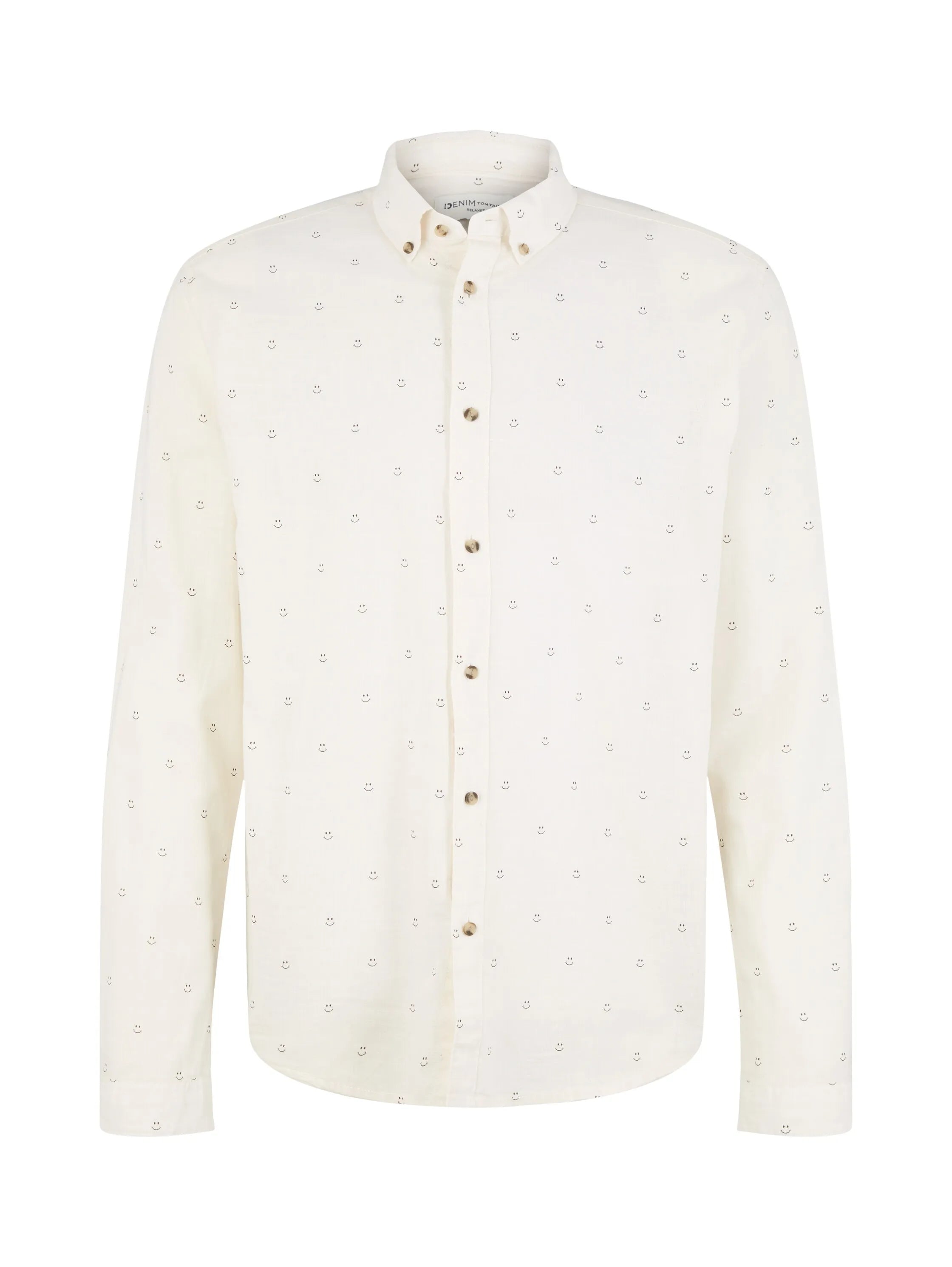 Denim Tom Tailor White Smiley Print Men Patterned Shirt SKU: 1034918_31384 Image 07