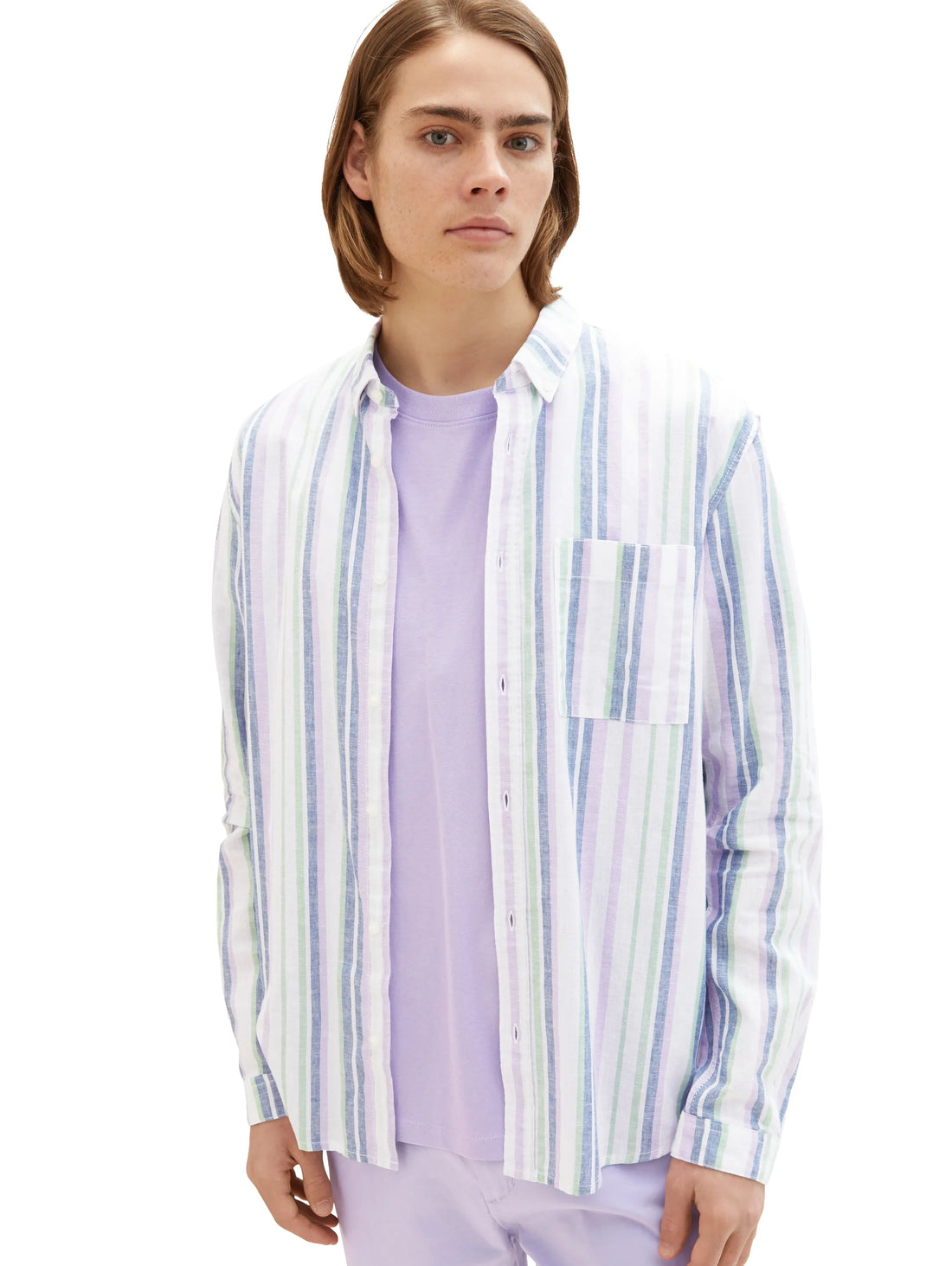 Denim Tom Tailor Multicolor Big Stripe Men Shirt with a Chest Pocket SKU: 1034922_31158 Image 01
