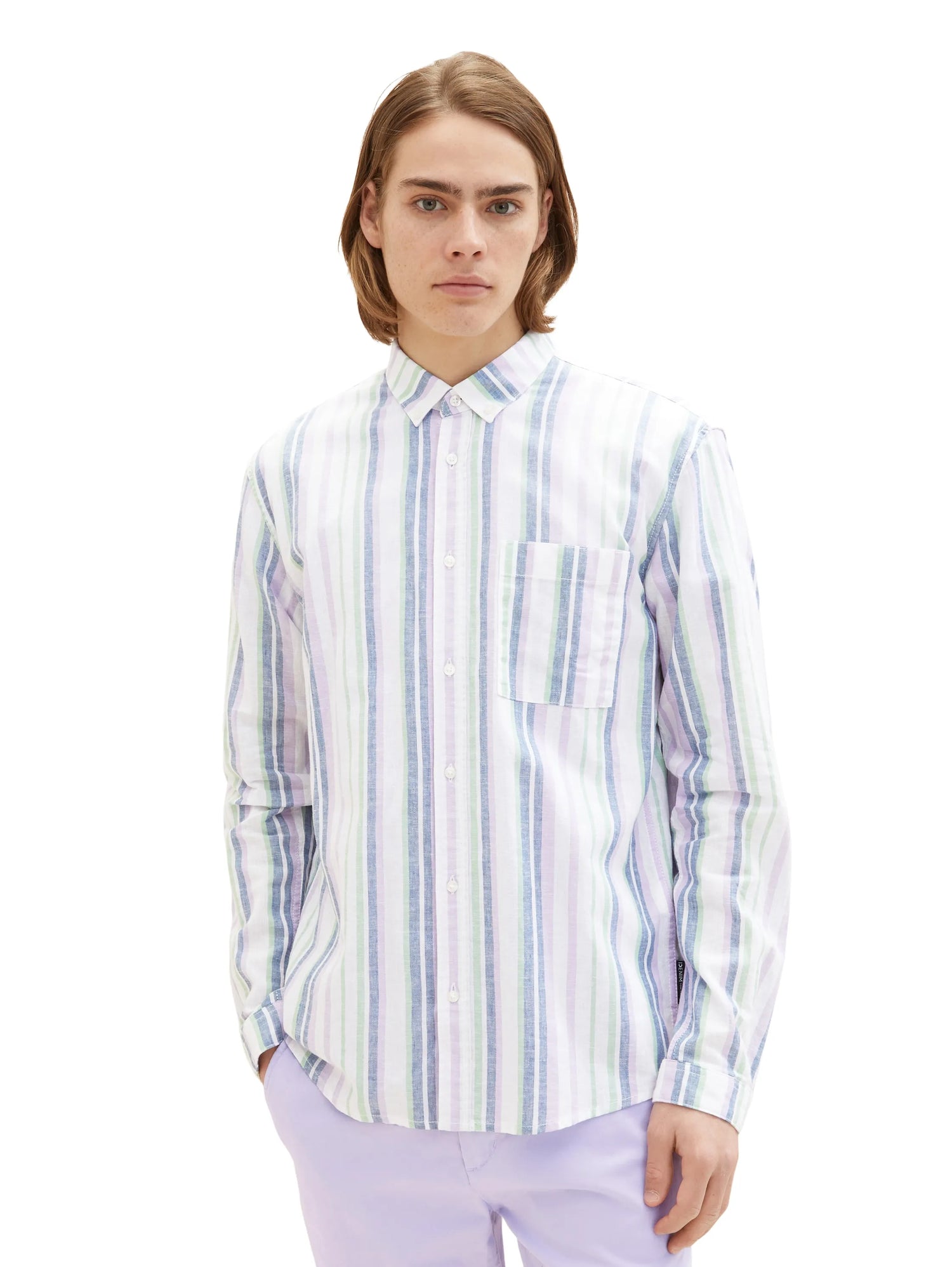 Denim Tom Tailor Multicolor Big Stripe Men Shirt with a Chest Pocket SKU: 1034922_31158 Image 05