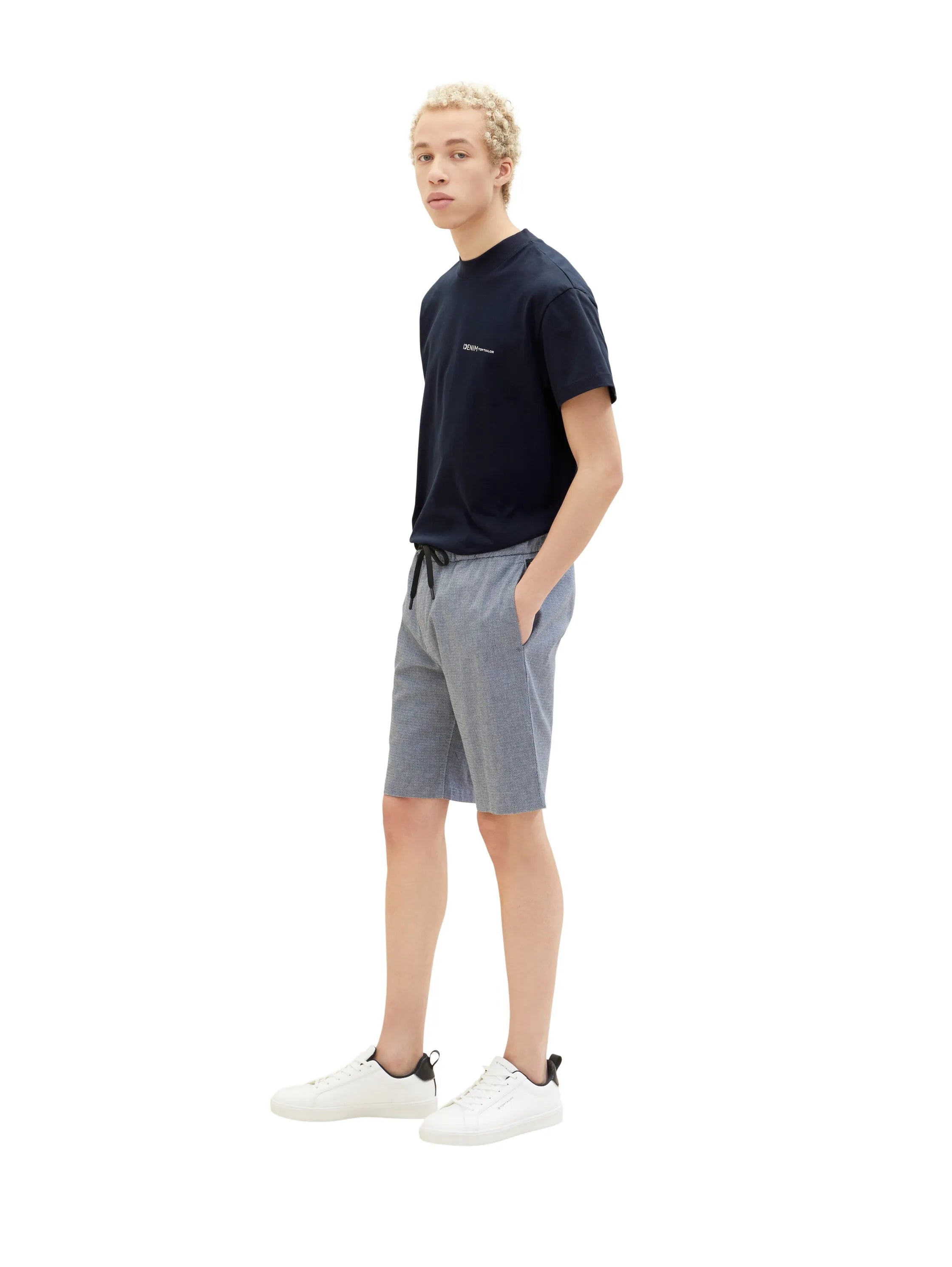 Denim Tom Tailor Navy White Bean Dobby Men Shorts SKU: 1034978_31077 Image 02