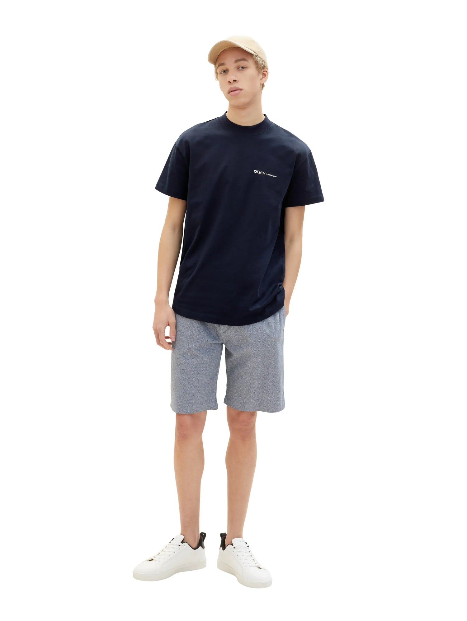 Denim Tom Tailor Navy White Bean Dobby Men Shorts SKU: 1034978_31077 Image 06