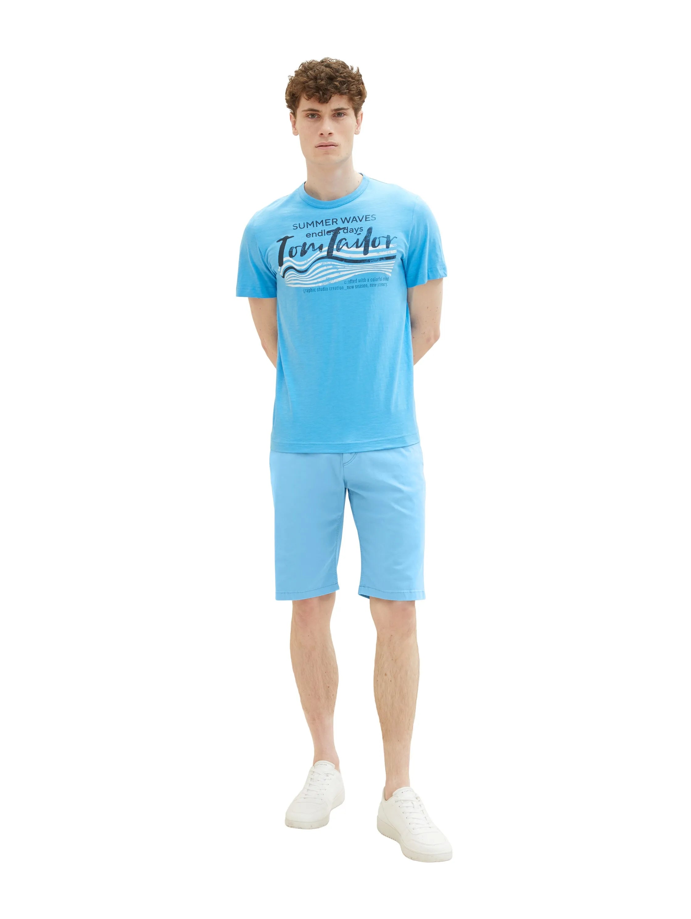 Tom Tailor Rainy Sky Blue Men Chino Shorts SKU: 1035039_18395 Image 05