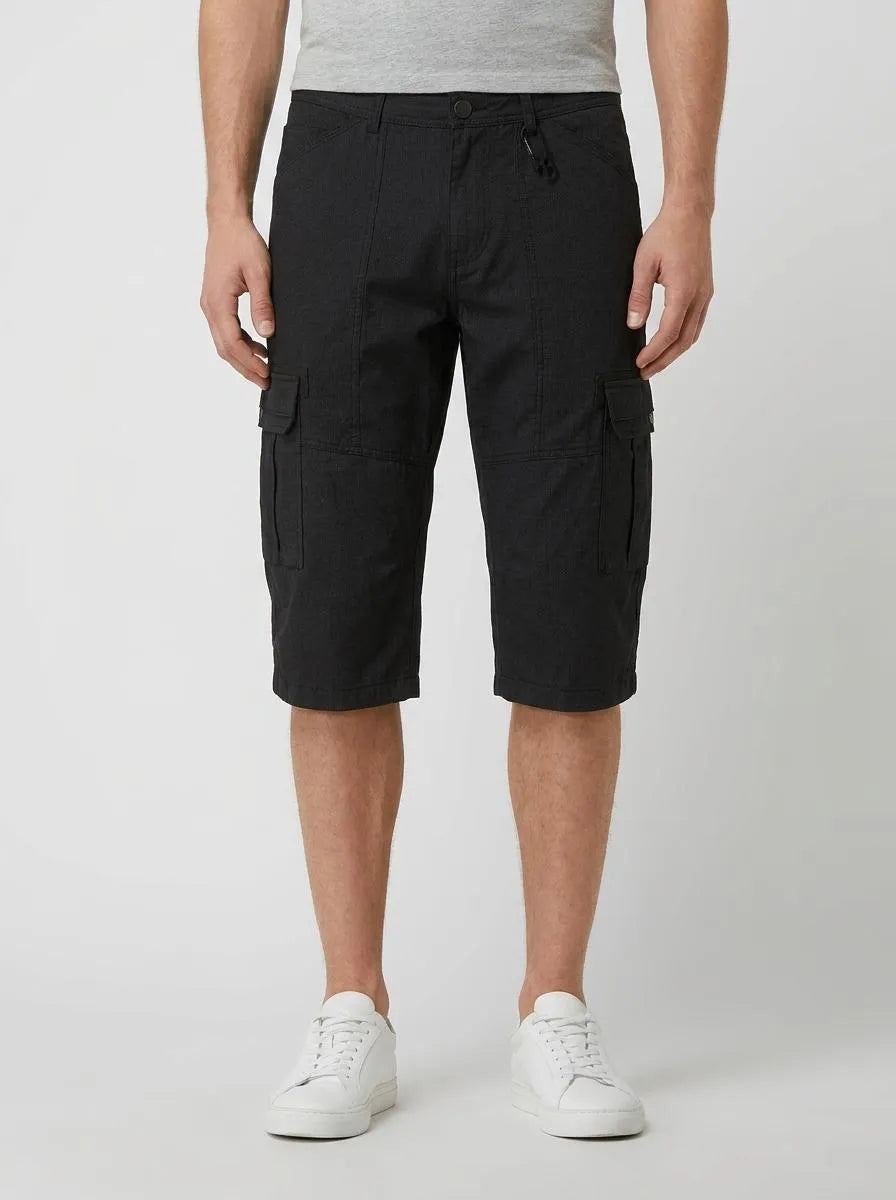 Tom Tailor Navy Check Men Patterned Cargo Shorts SKU: 1035042_31293 Image 00