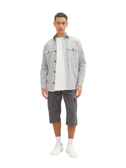 Tom Tailor Grey Anthra Check Men Patterned Cargo Shorts SKU: 1035042_31294 Image 03