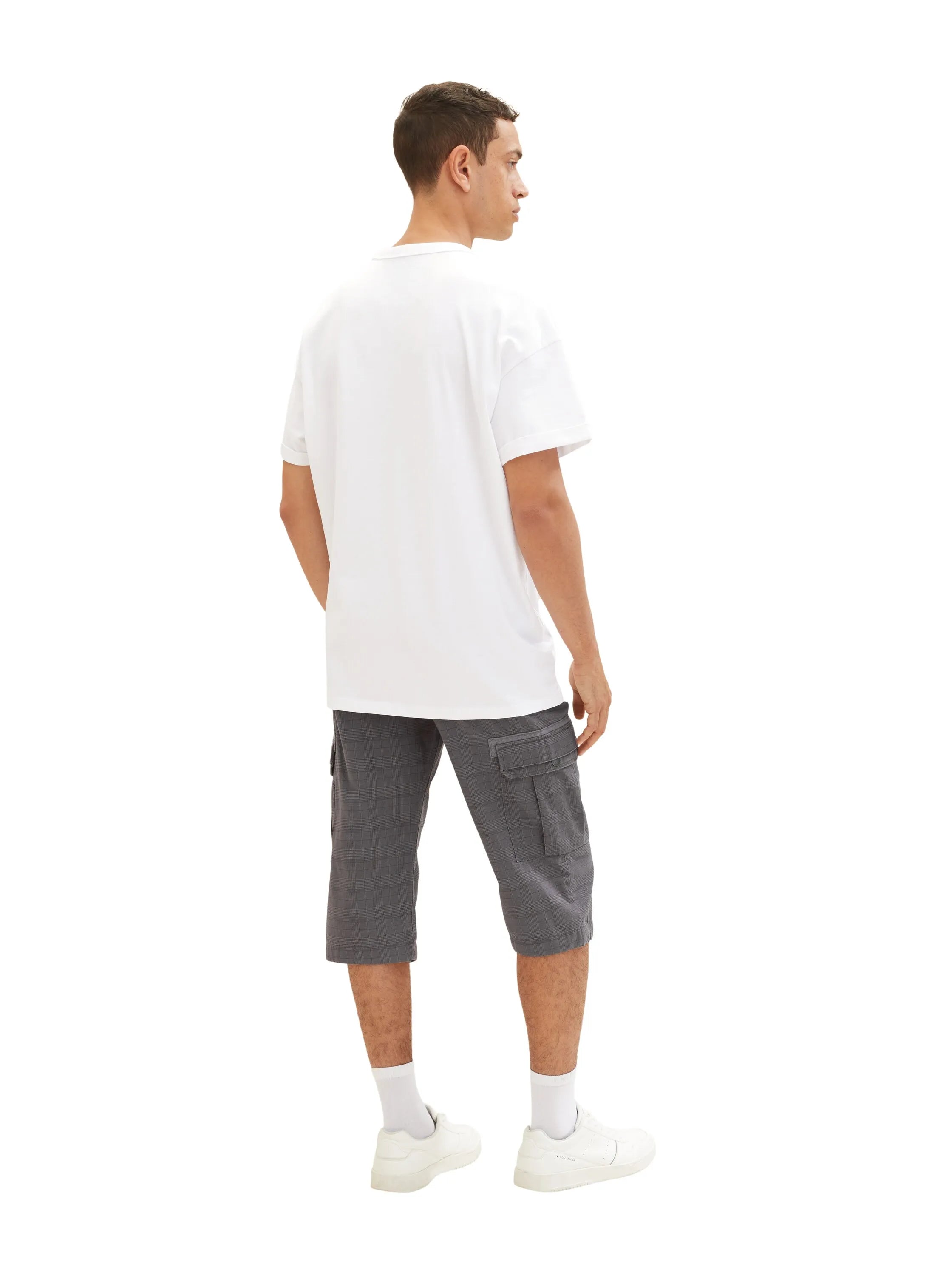 Tom Tailor Grey Anthra Check Men Patterned Cargo Shorts SKU: 1035042_31294 Image 04