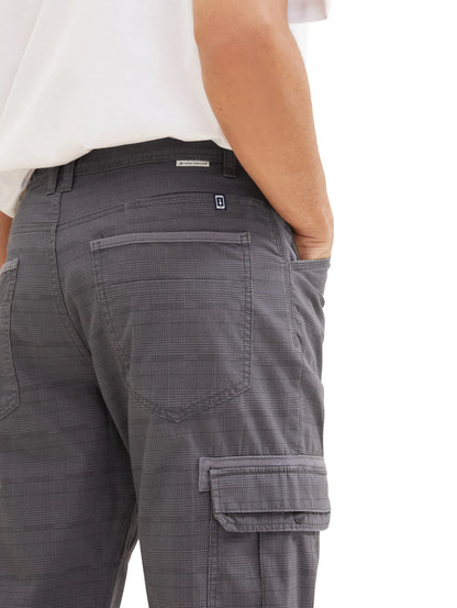 Tom Tailor Grey Anthra Check Men Patterned Cargo Shorts SKU: 1035042_31294 Image 06