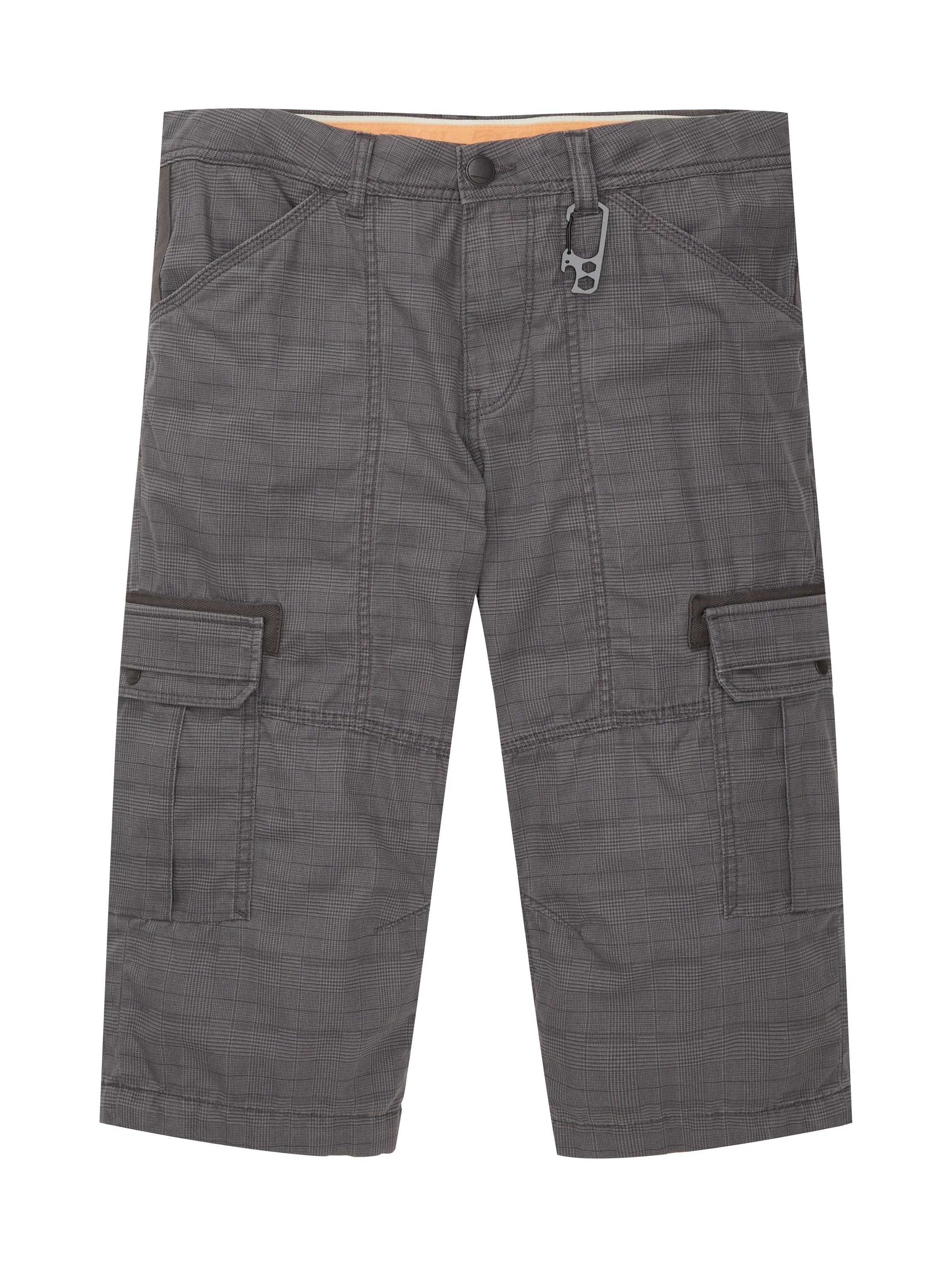 Tom Tailor Grey Anthra Check Men Patterned Cargo Shorts SKU: 1035042_31294 Image 08