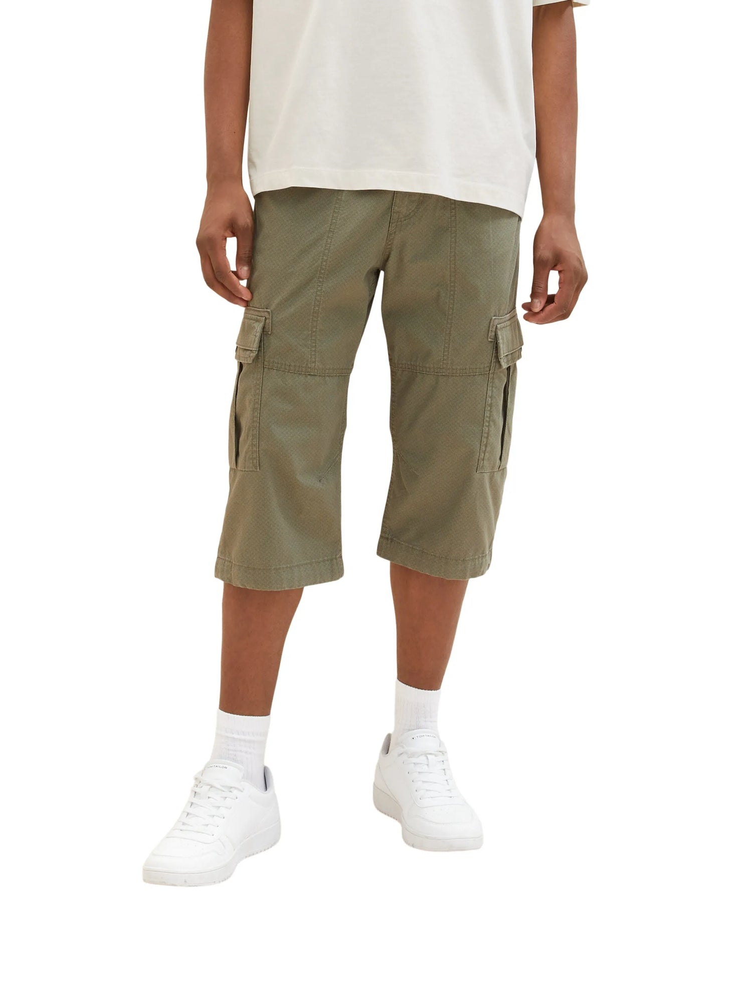 Tom Tailor Olive Minimal Pattern Men Patterned Cargo Shorts SKU: 1035042_31300 Image 01