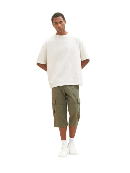 Tom Tailor Olive Minimal Pattern Men Patterned Cargo Shorts SKU: 1035042_31300 Image 03