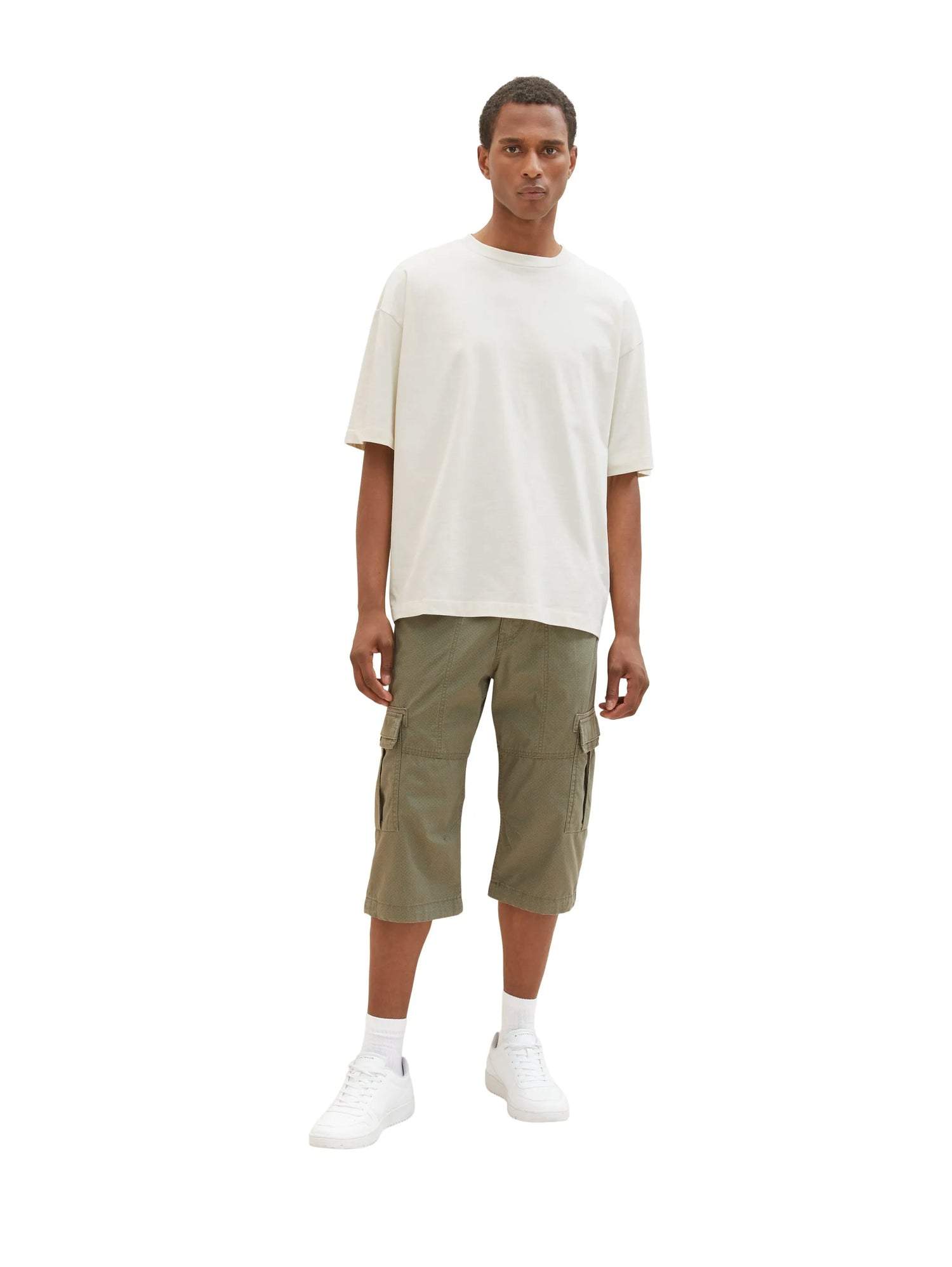 Tom Tailor Olive Minimal Pattern Men Patterned Cargo Shorts SKU: 1035042_31300 Image 06
