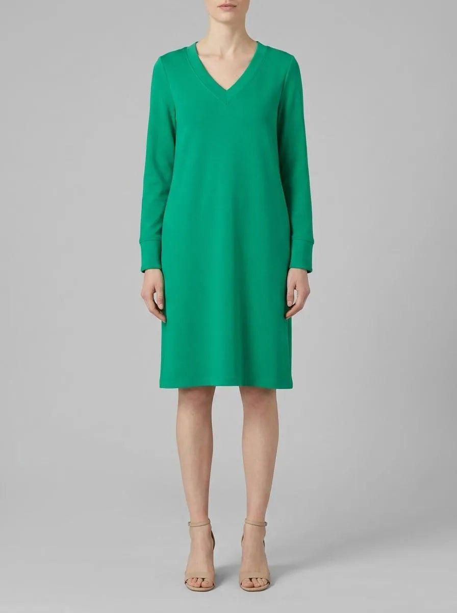 Tom Tailor Vivid Leaf Green Women Dress Scuba with V-Neck SKU: 1035222_31032 Image 00