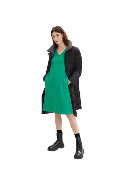 Tom Tailor Vivid Leaf Green Women Dress Scuba with V-Neck SKU: 1035222_31032 Image 02