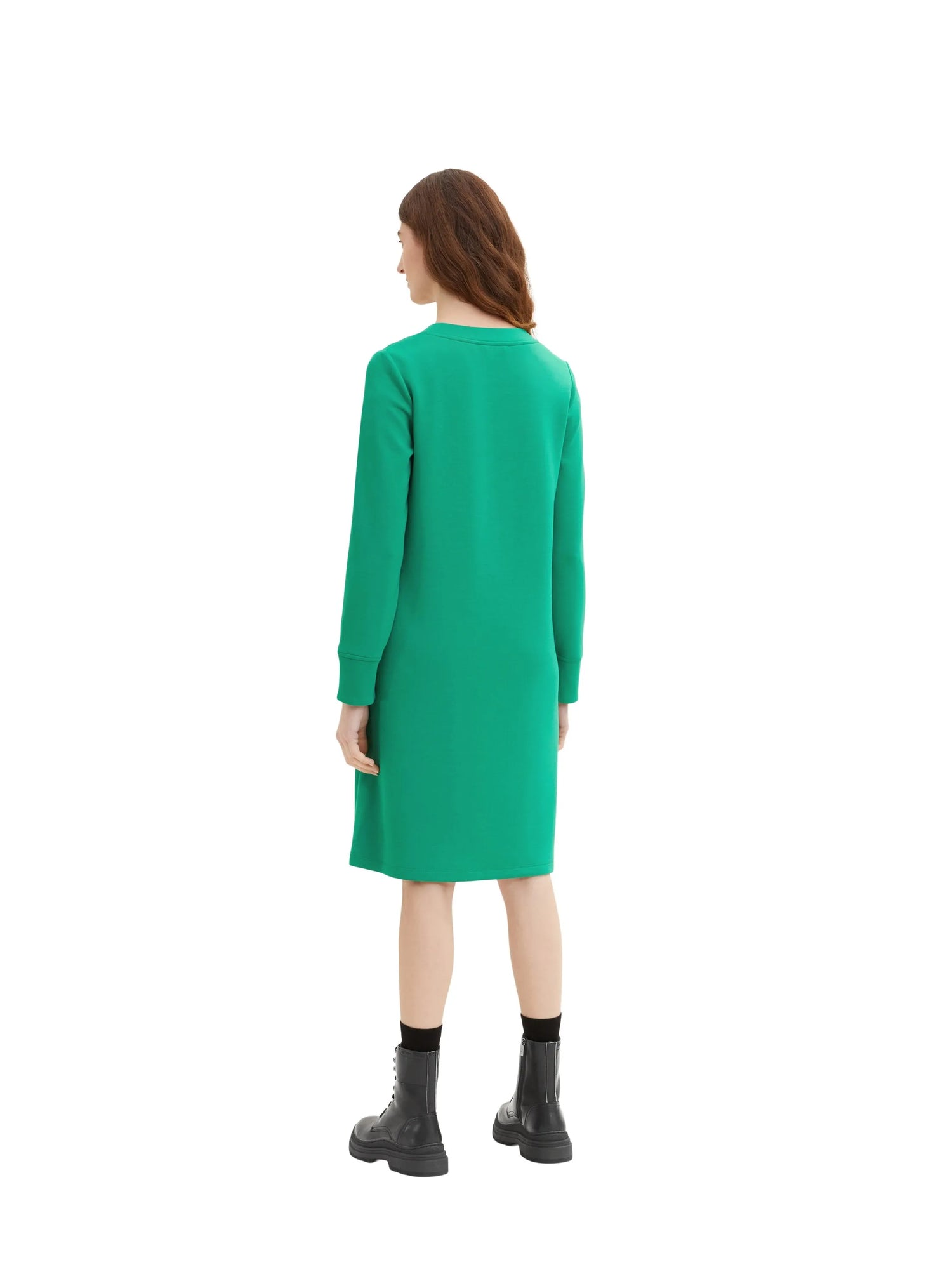 Tom Tailor Vivid Leaf Green Women Dress Scuba with V-Neck SKU: 1035222_31032 Image 03