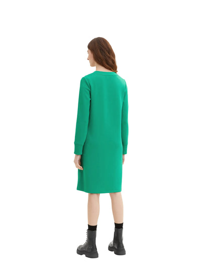 Tom Tailor Vivid Leaf Green Women Dress Scuba with V-Neck SKU: 1035222_31032 Image 03