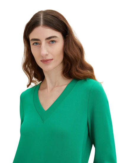 Tom Tailor Vivid Leaf Green Women Dress Scuba with V-Neck SKU: 1035222_31032 Image 05