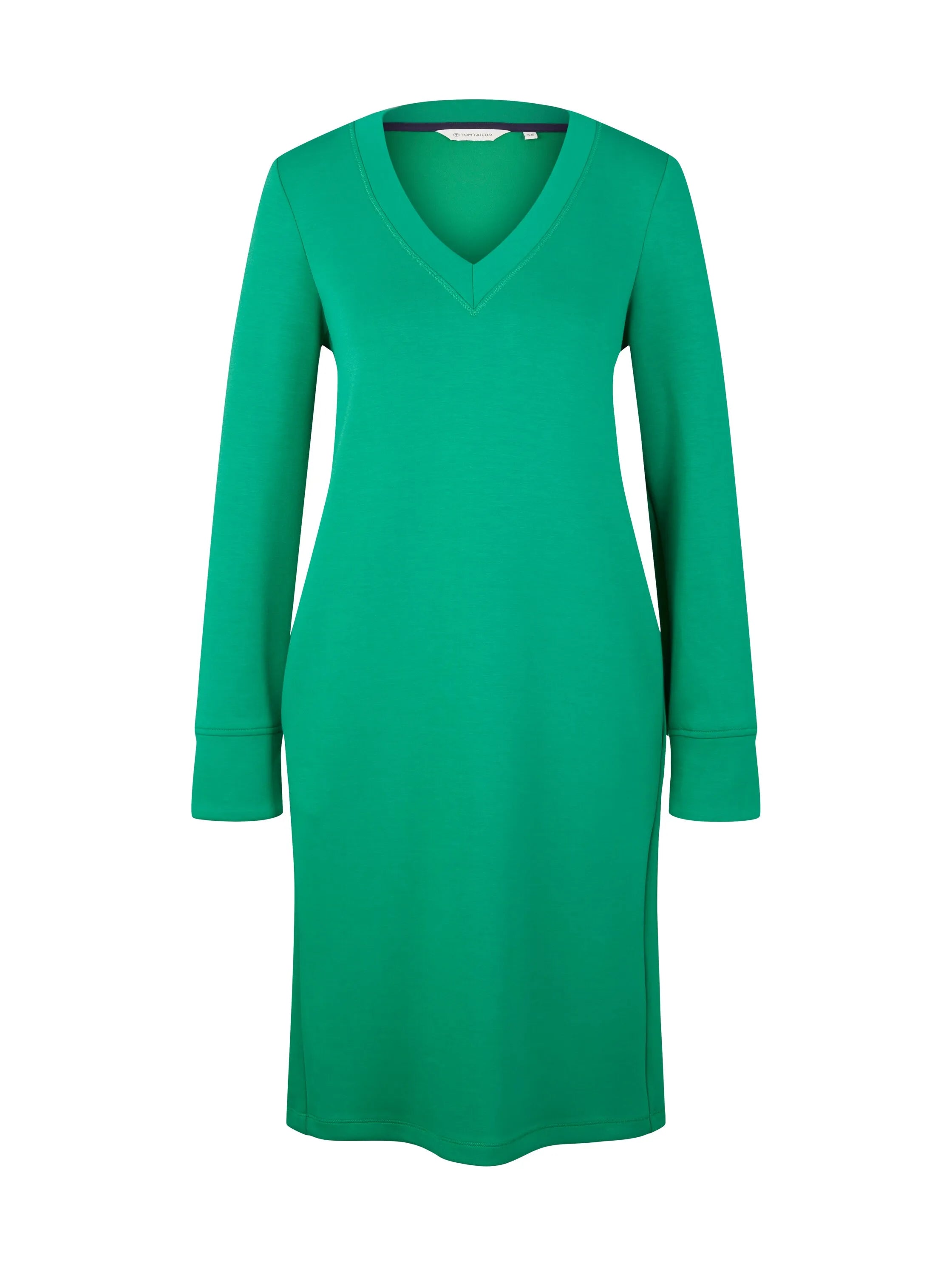 Tom Tailor Vivid Leaf Green Women Dress Scuba with V-Neck SKU: 1035222_31032 Image 07