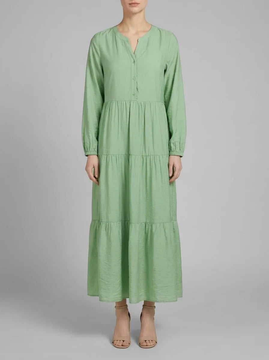 Tom Tailor Okra Green Women Maxi Dress with Flounces SKU: 1035230_31034 Image 00