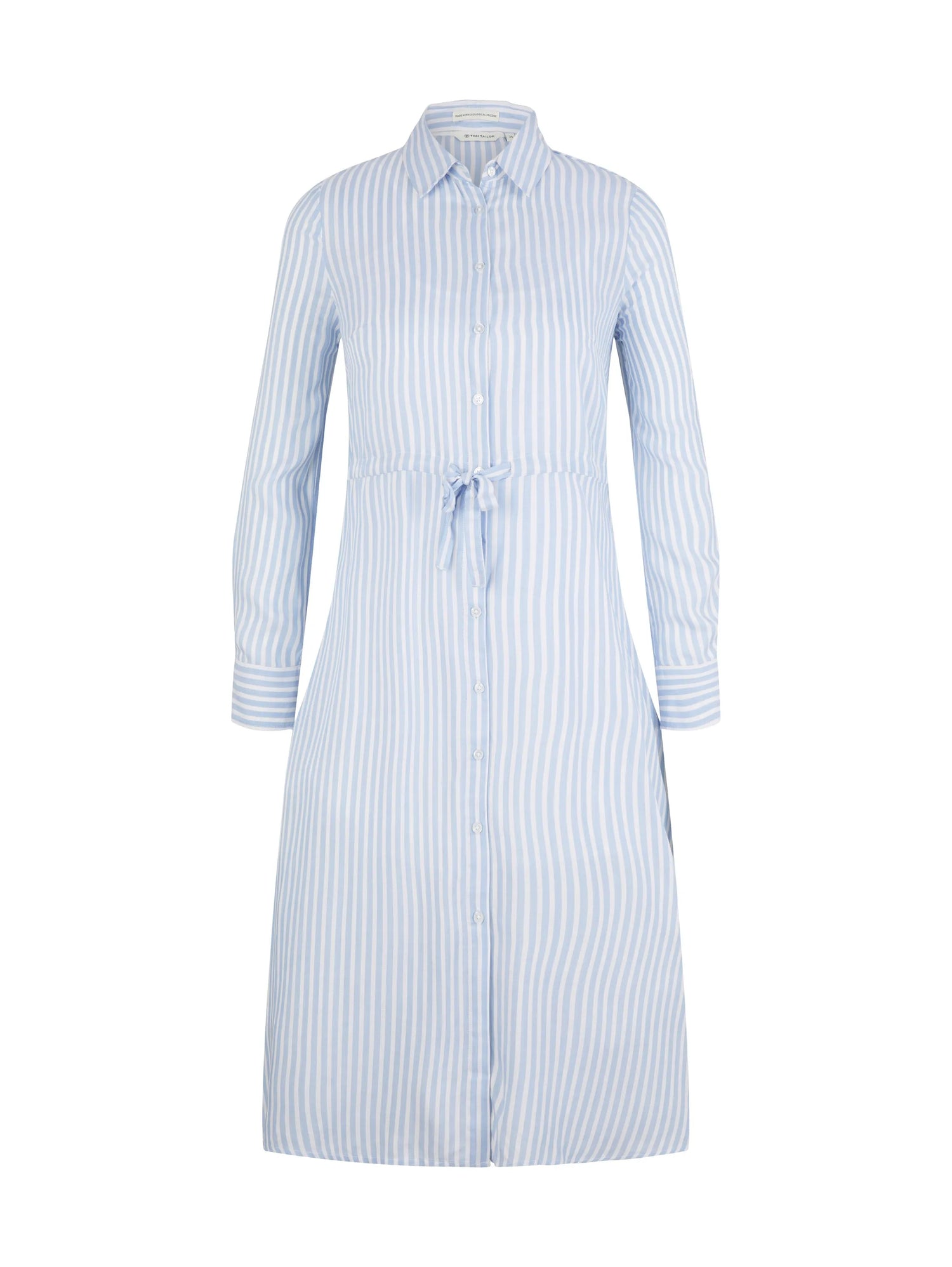 Tom Tailor Blue White Thin Stripe Women Striped Midi Shirt Blouse Dress SKU: 1035232_31403 Image 06
