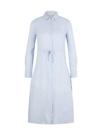 Tom Tailor Blue White Thin Stripe Women Striped Midi Shirt Blouse Dress SKU: 1035232_31403 Image 06