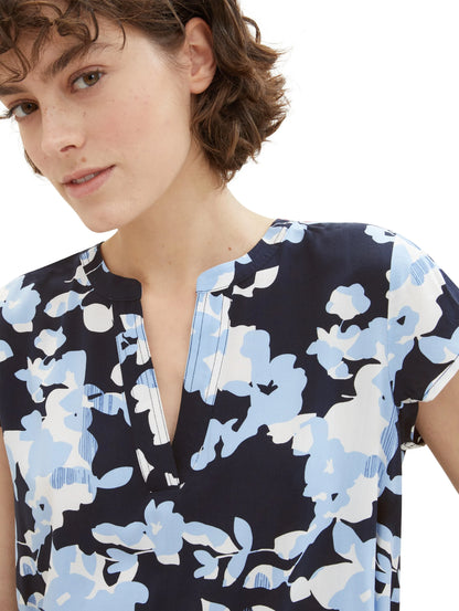 Tom Tailor Blue Cut Floral Design Women Patterned Blouse SKU: 1035245_34757 Image 04