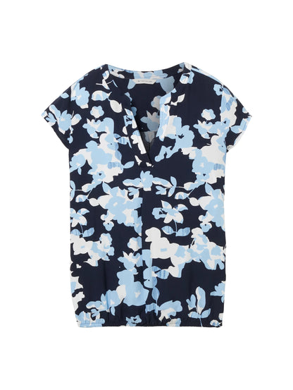 Tom Tailor Blue Cut Floral Design Women Patterned Blouse SKU: 1035245_34757 Image 07