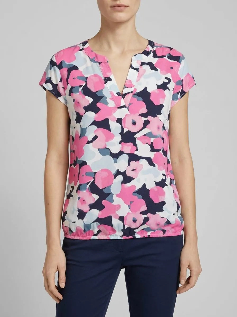 Tom Tailor Pink Colorful Floral Design Women Patterned Blouse SKU: 1035245_35290 Image 00
