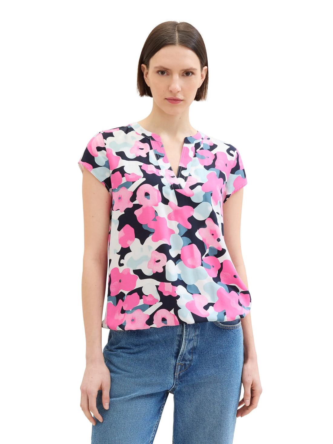 Tom Tailor Pink Colorful Floral Design Women Patterned Blouse SKU: 1035245_35290 Image 01