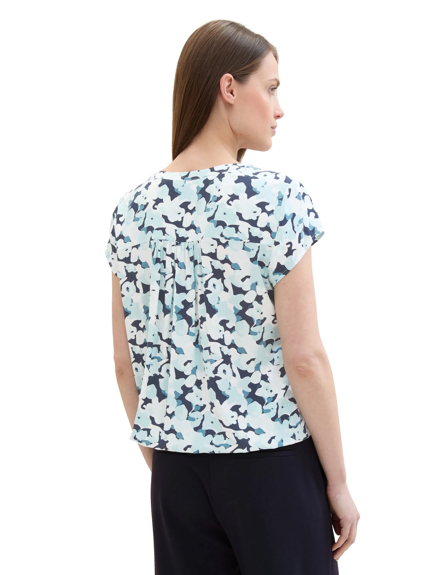 Tom Tailor Blue Small Floral Design Women Patterned Blouse SKU: 1035245_35291 Image 03