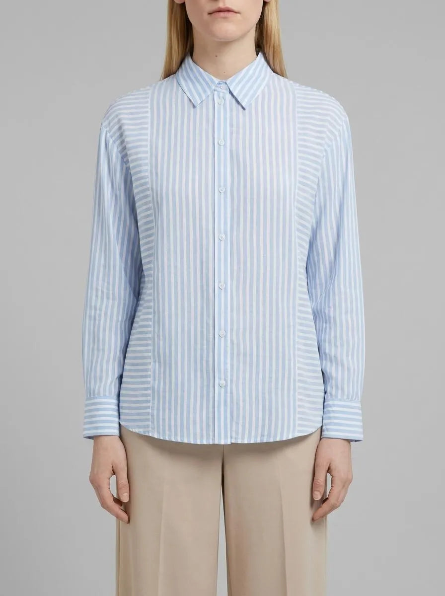 Tom Tailor Blue White Thin Stripe Women Blouse Stripe Mix SKU: 1035265_31403 Image 00