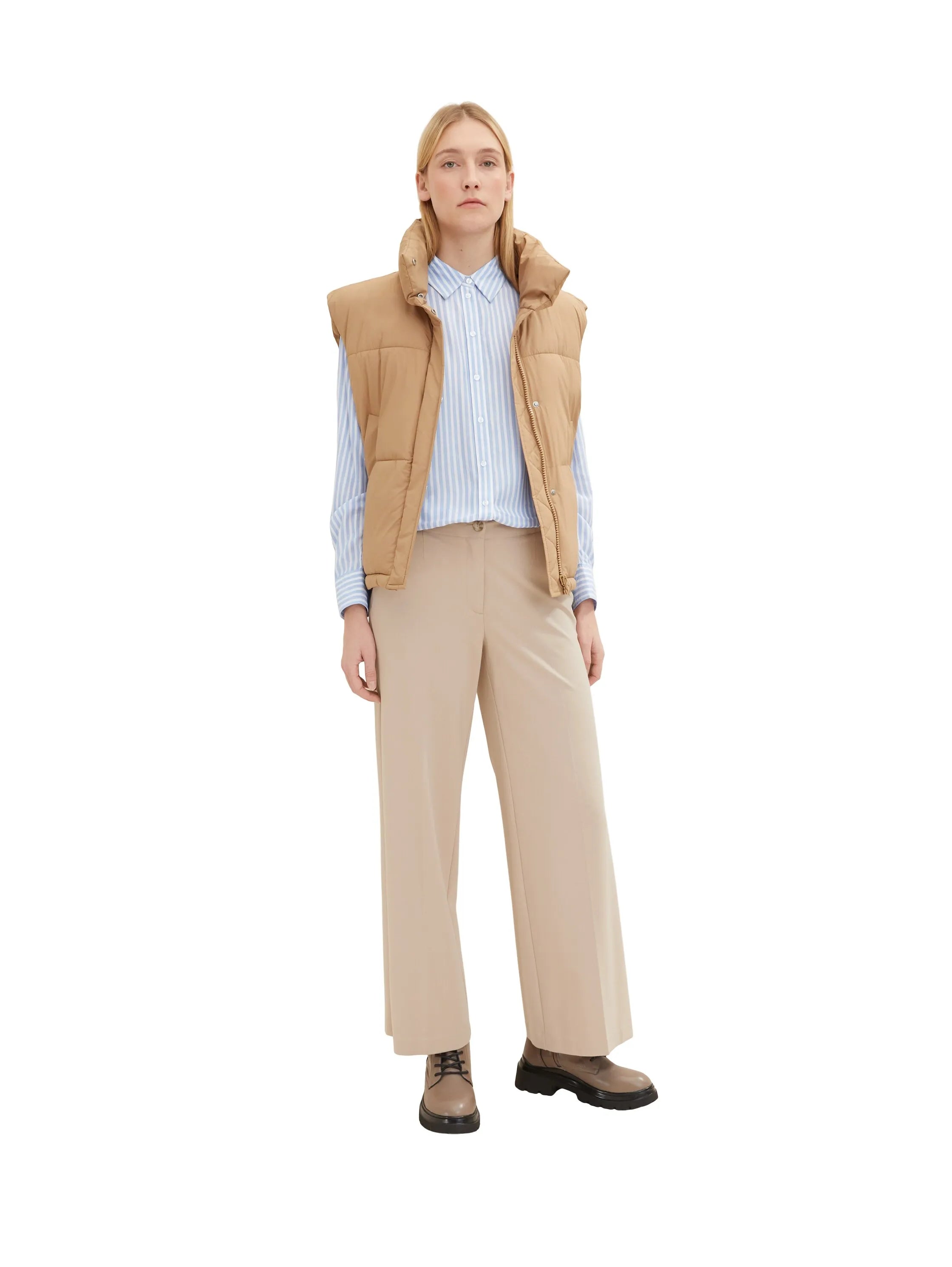 Tom Tailor Blue White Thin Stripe Women Blouse Stripe Mix SKU: 1035265_31403 Image 02
