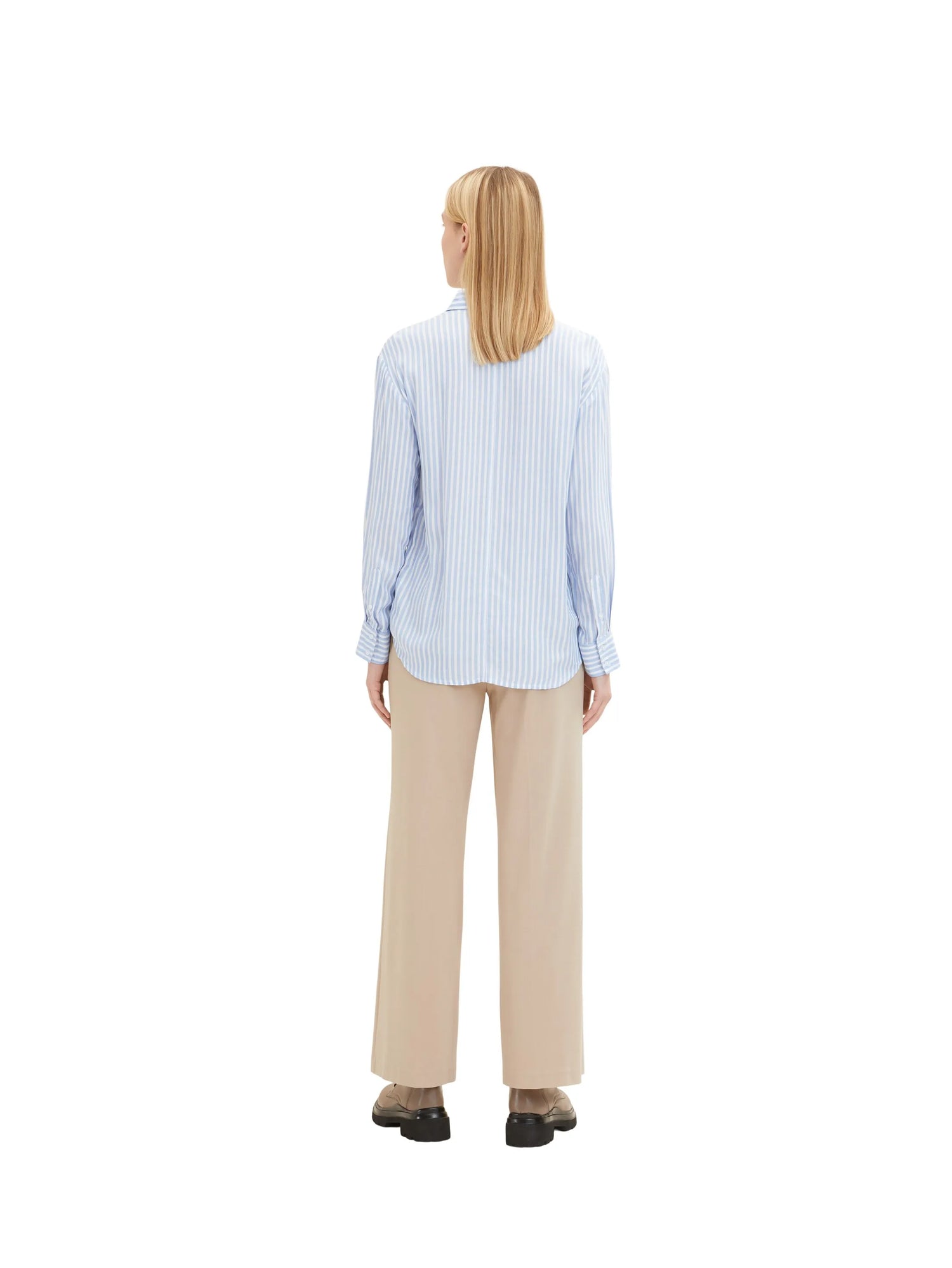 Tom Tailor Blue White Thin Stripe Women Blouse Stripe Mix SKU: 1035265_31403 Image 03