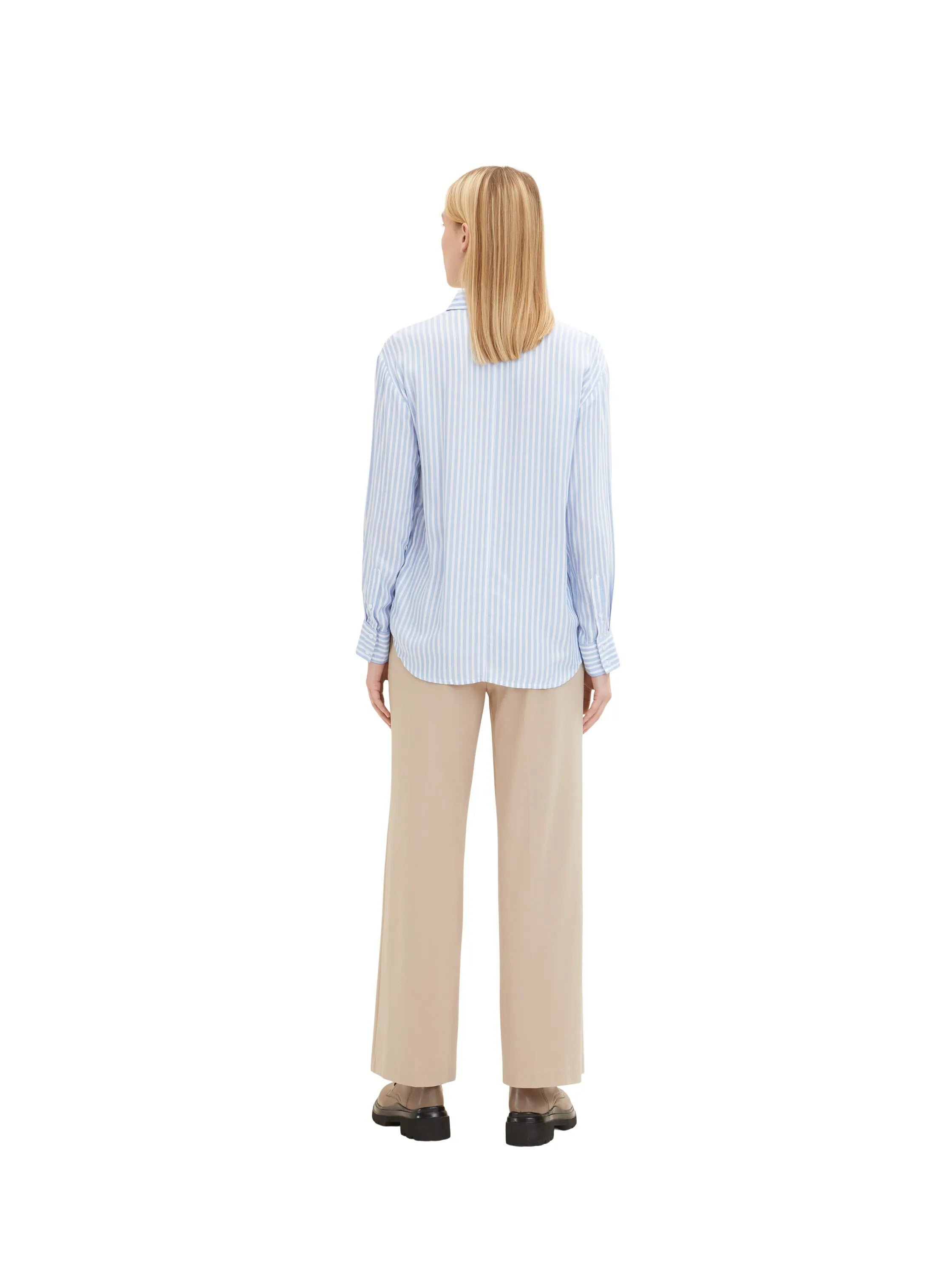 Tom Tailor Blue White Thin Stripe Women Blouse Stripe Mix SKU: 1035265_31403 Image 03