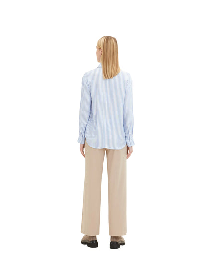 Tom Tailor Blue White Thin Stripe Women Blouse Stripe Mix SKU: 1035265_31403 Image 03