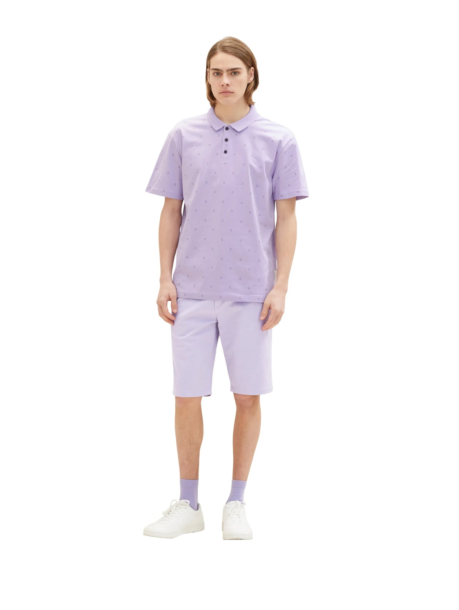 Denim Tom Tailor Lilac Smiley Print Men Polo Shirt with an All-Over Print SKU: 1035287_31566 Image 02