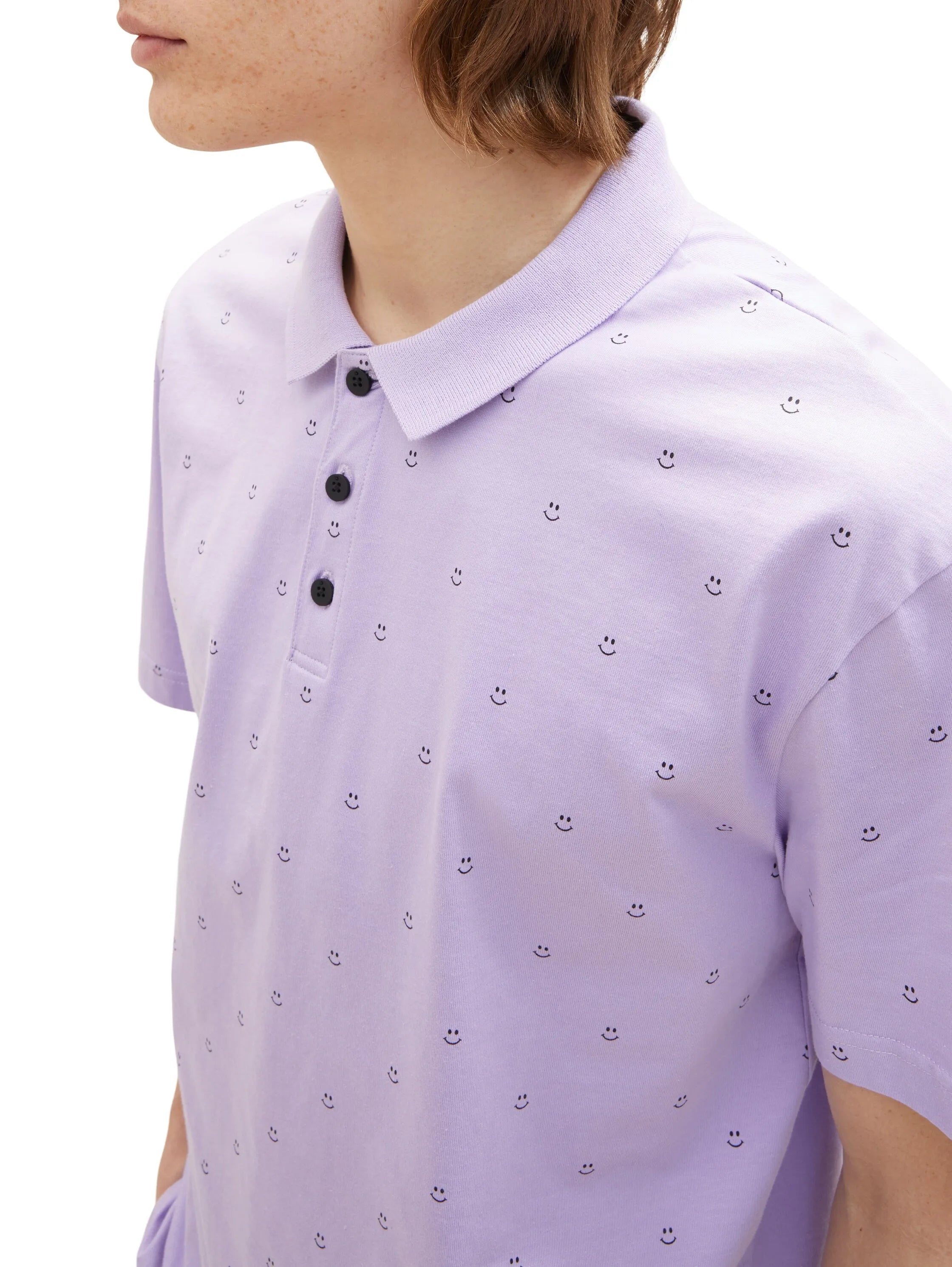 Denim Tom Tailor Lilac Smiley Print Men Polo Shirt with an All-Over Print SKU: 1035287_31566 Image 05