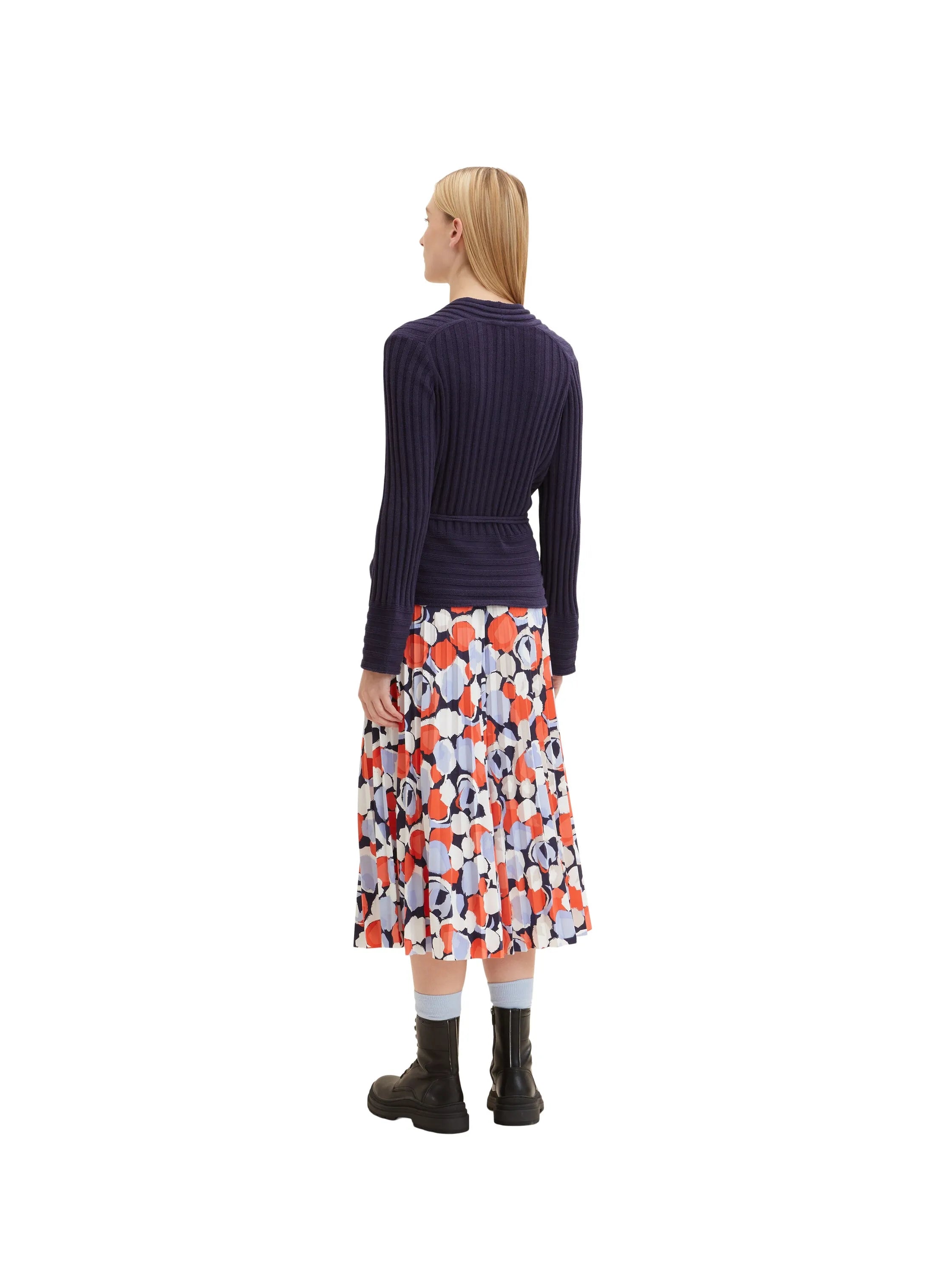 Tom Tailor Atlantic Ocean Blue Women Wrap-Around Cardigan in a Ribbed Texture SKU: 1035293_11331 Image 03