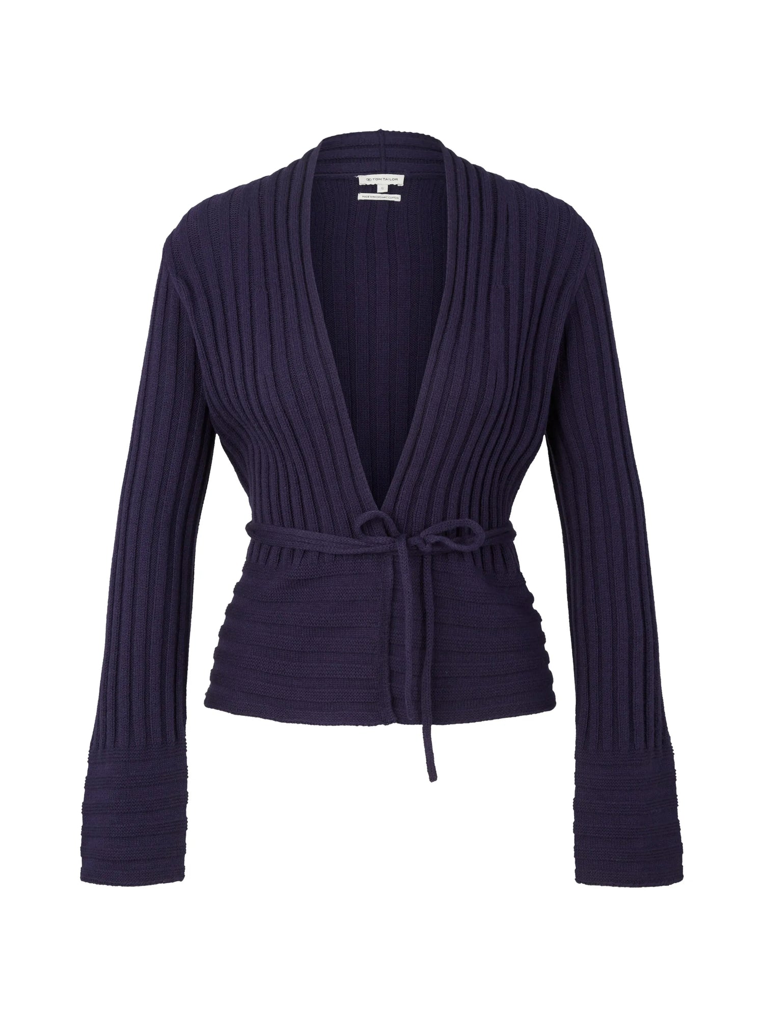 Tom Tailor Atlantic Ocean Blue Women Wrap-Around Cardigan in a Ribbed Texture SKU: 1035293_11331 Image 07