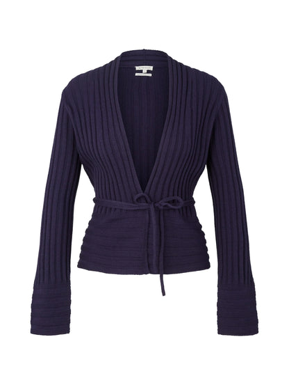 Tom Tailor Atlantic Ocean Blue Women Wrap-Around Cardigan in a Ribbed Texture SKU: 1035293_11331 Image 07