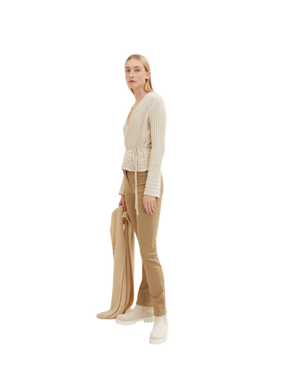 Tom Tailor Dusty Beige Women Wrap-Around Cardigan in a Ribbed Texture SKU: 1035293_12365 Image 02