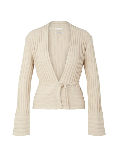 Tom Tailor Dusty Beige Women Wrap-Around Cardigan in a Ribbed Texture SKU: 1035293_12365 Image 07