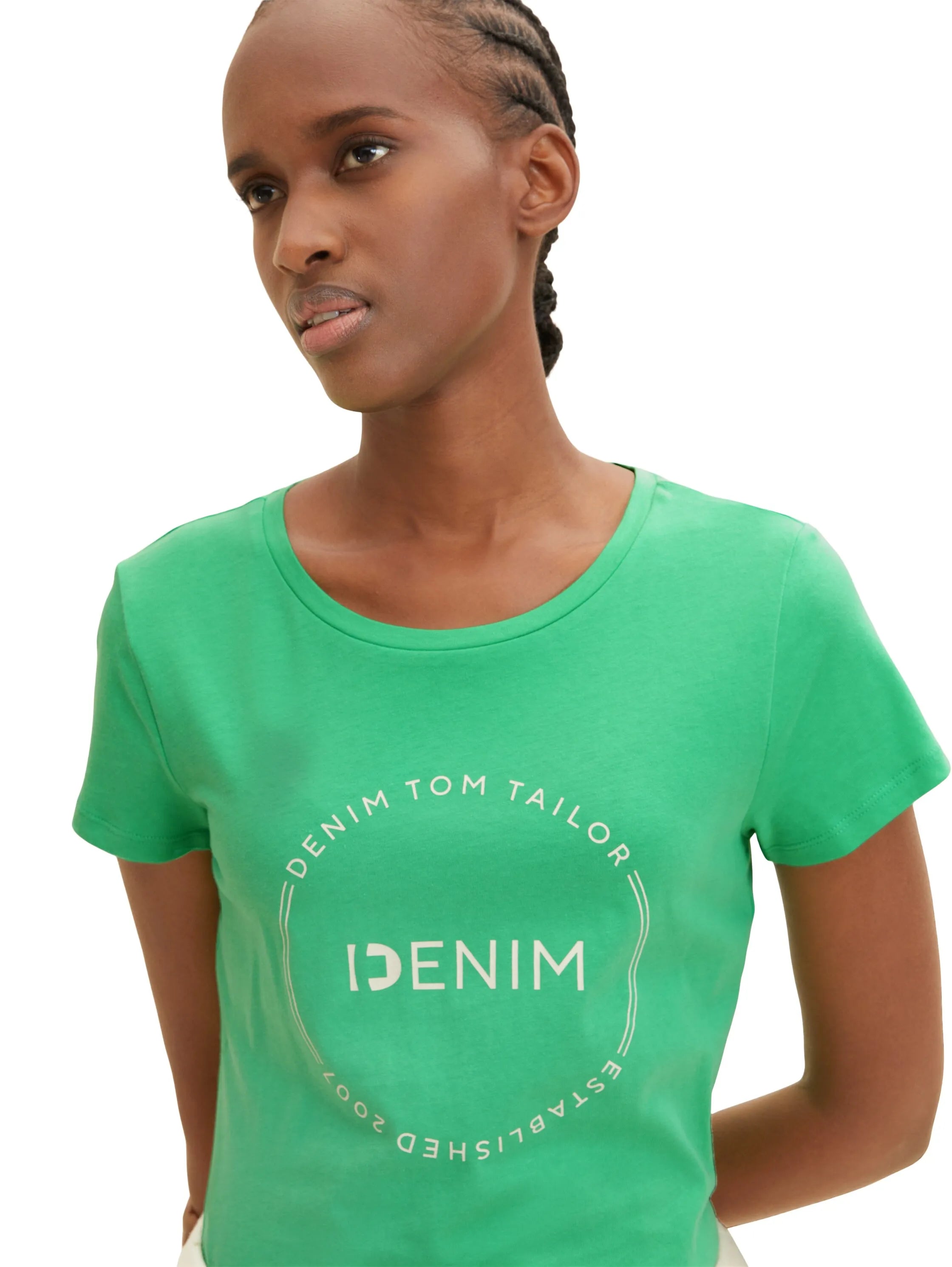 Denim Tom Tailor Strong Green Women T-Shirt with a Logo Print SKU: 1035361_11052 Image 05