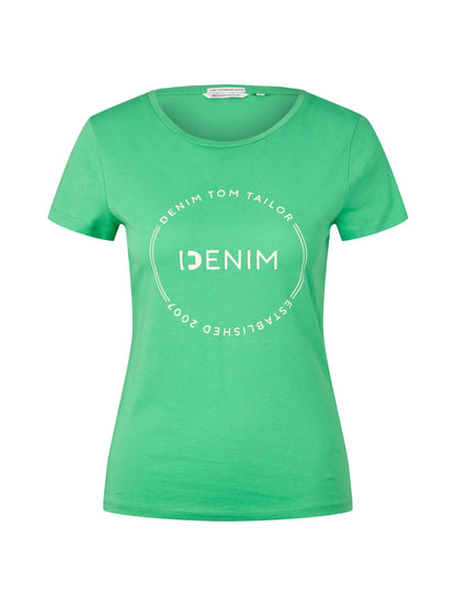 Denim Tom Tailor Strong Green Women T-Shirt with a Logo Print SKU: 1035361_11052 Image 07