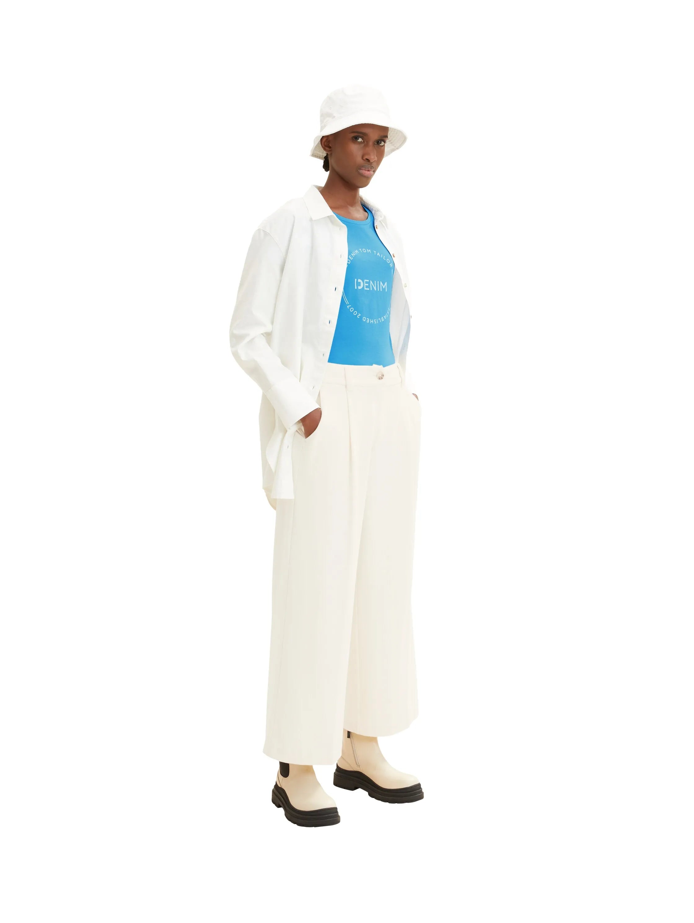 Denim Tom Tailor Rainy Sky Blue Women T-Shirt with a Logo Print SKU: 1035361_18395 Image 02