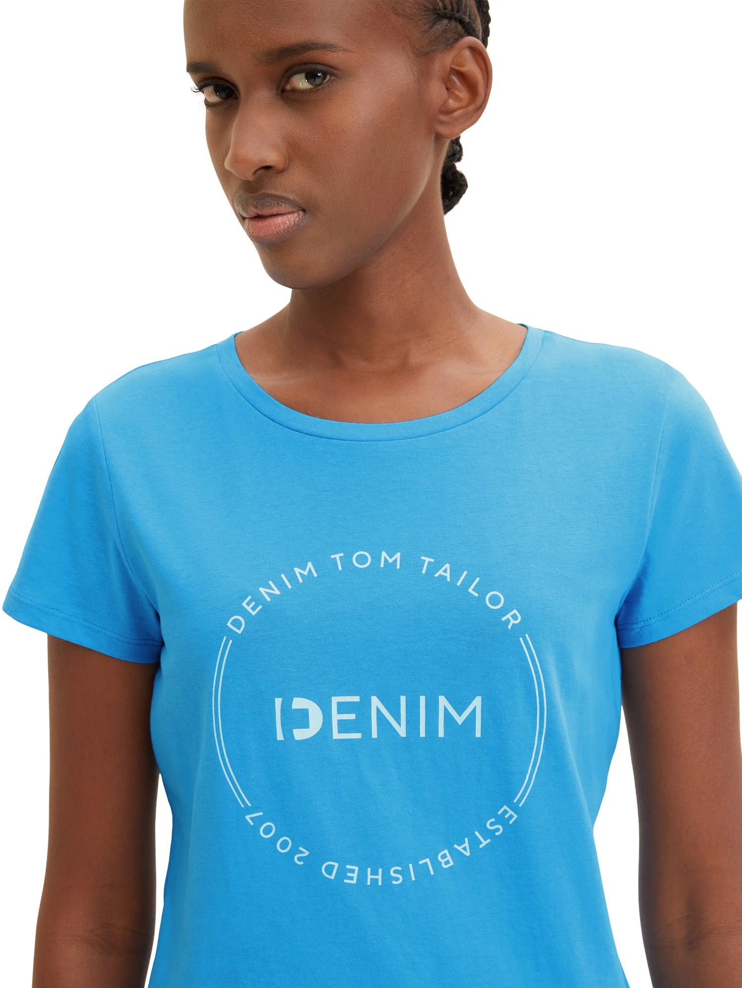 Denim Tom Tailor Rainy Sky Blue Women T-Shirt with a Logo Print SKU: 1035361_18395 Image 05