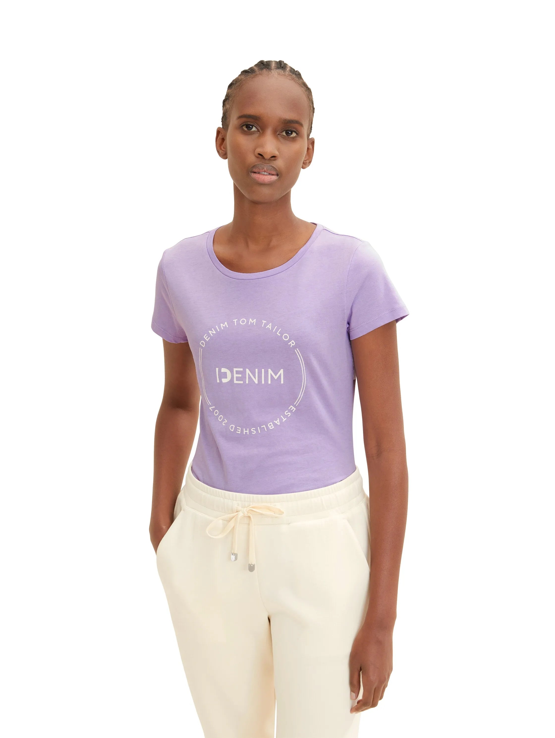 Denim Tom Tailor Lilac Vibe Women T-Shirt with a Logo Print SKU: 1035361_31042 Image 05