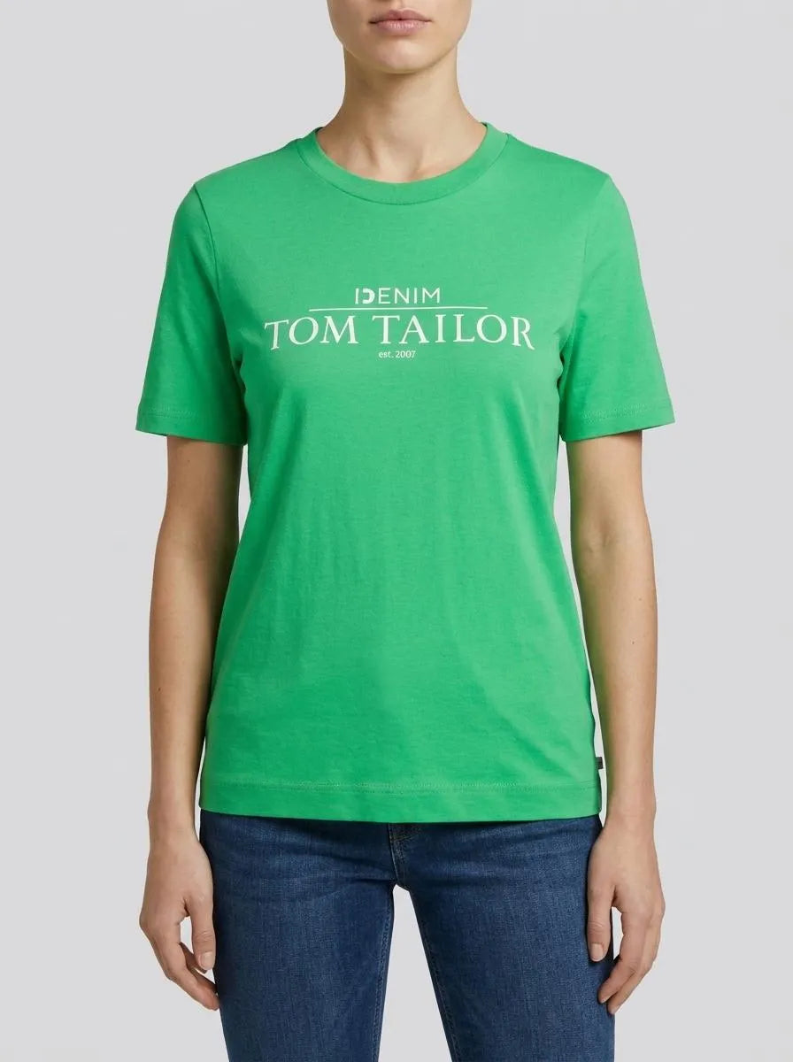 Denim Tom Tailor Strong Green Women T-Shirt with a Logo Print SKU: 1035362_11052 Image 00