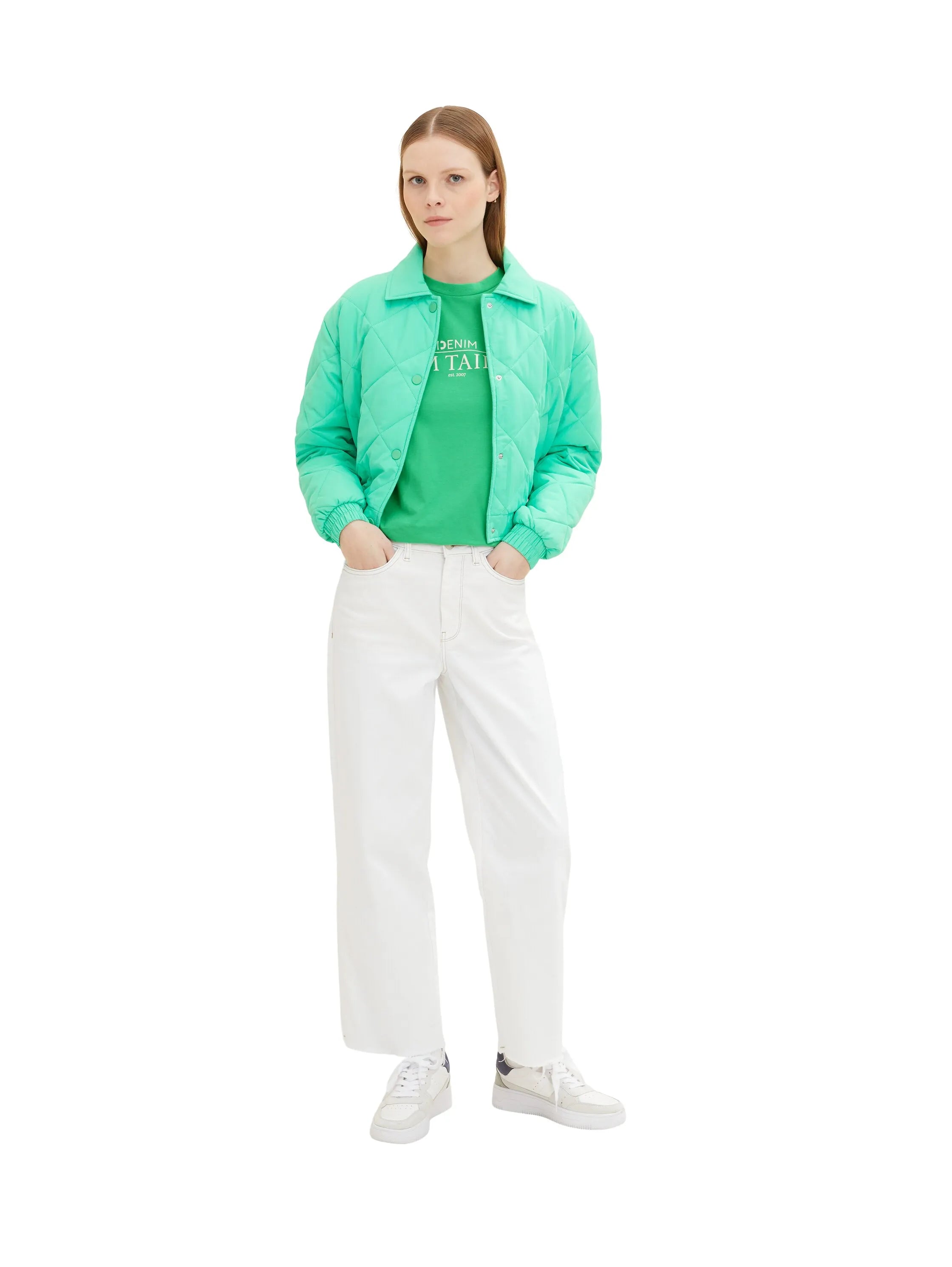 Denim Tom Tailor Strong Green Women T-Shirt with a Logo Print SKU: 1035362_11052 Image 02