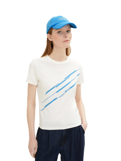 Denim Tom Tailor Gardenia White Women T-Shirt with a Print SKU: 1035364_10348 Image 01